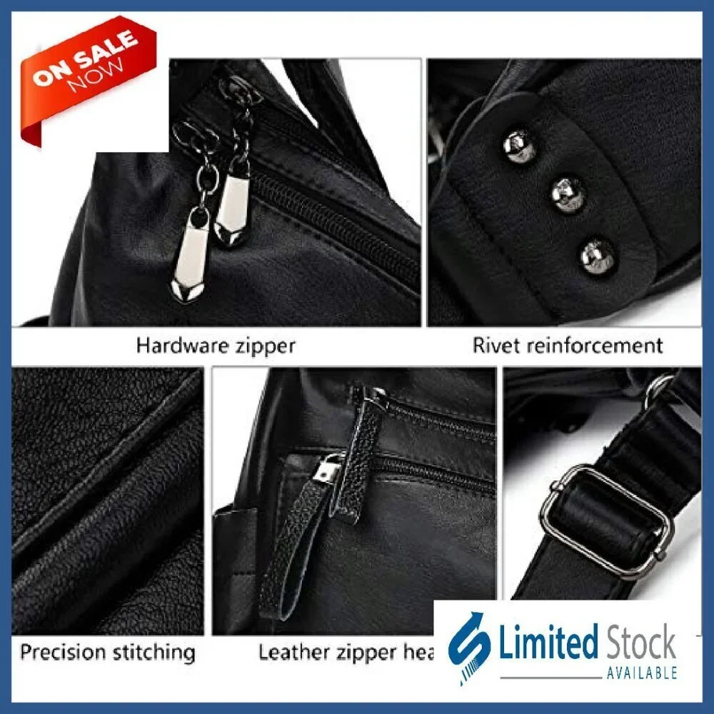 Large Hobo Crossbody Bag PU Leather Multi-Pocket Shoulder Tote